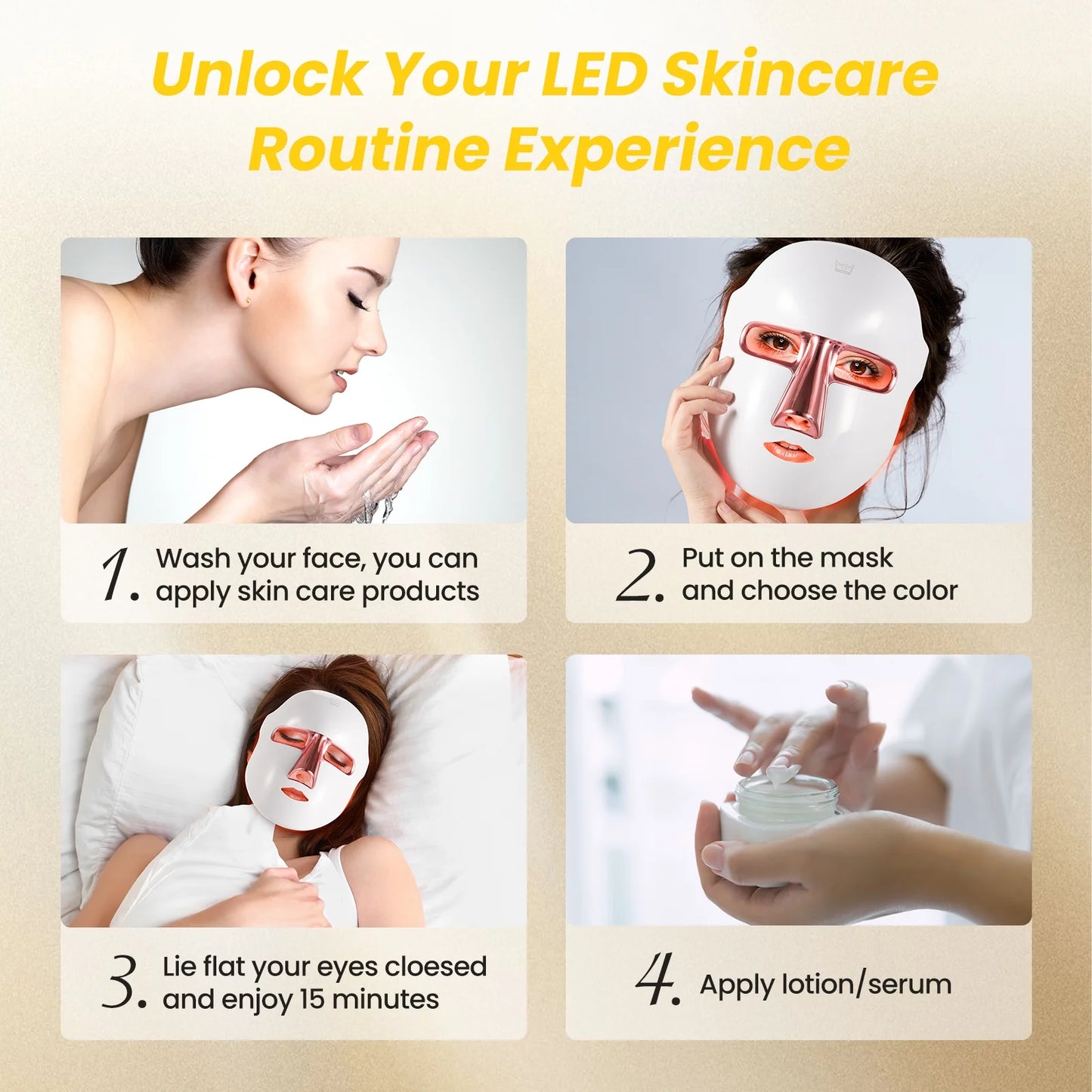 7-Color LED Light Therapy Facial Mask, Anti-Aging, Anti-Acne Skincare, white