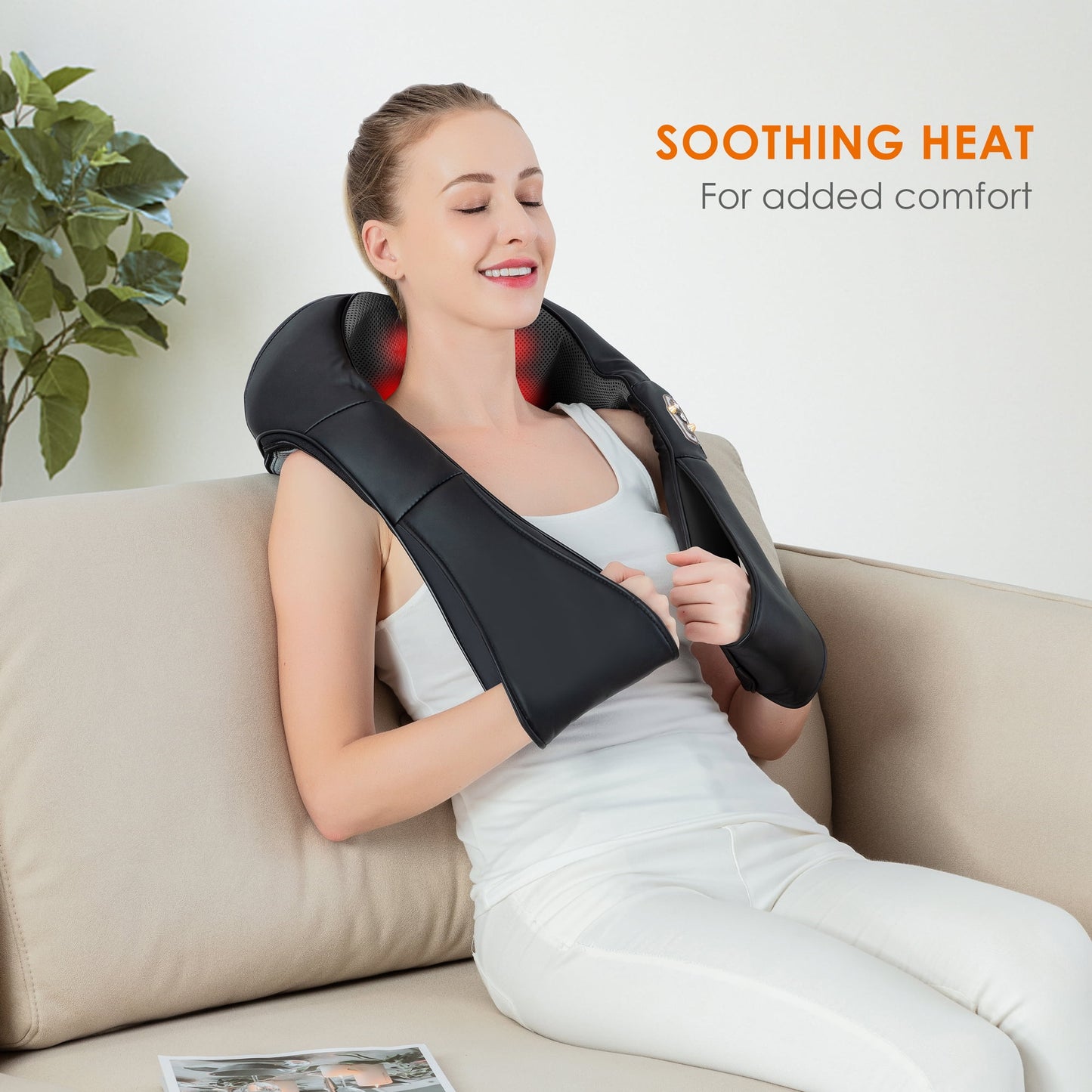 Comfier - Deep Tissue Massager with Heat, Pain Relief for Sore Neck Back Shoulders, Electric Shiatsu Kneading Massagers for Full Body Muscle Relief