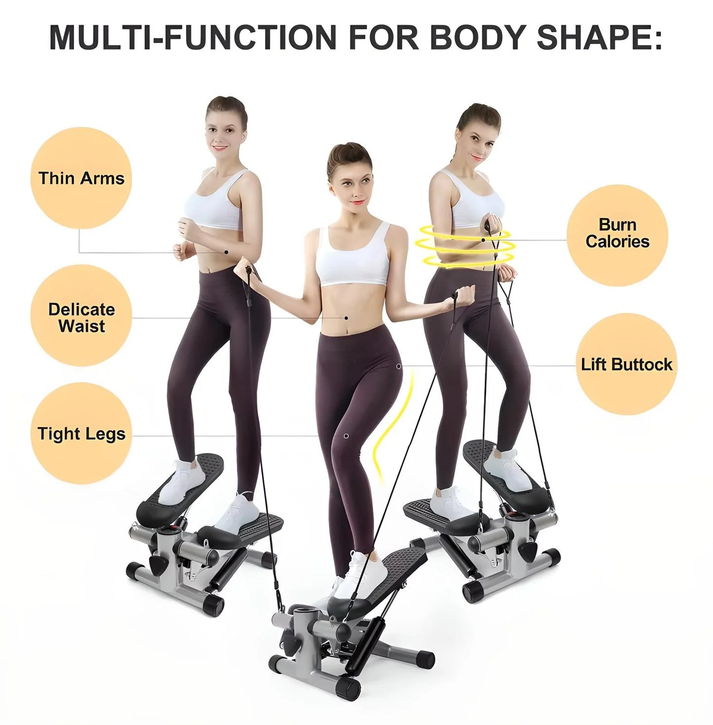 Compact Stair Stepper with Resistance Bands
