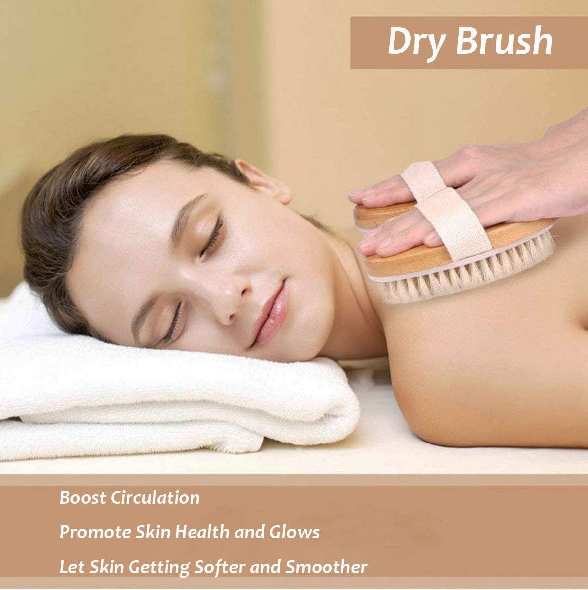 Dry Brushing Body Brush Set (2-Piece) – Wooden Long-Handle & Handheld Exfoliating Brushes for Lymphatic Massage, Smooth, Glowing Skin
