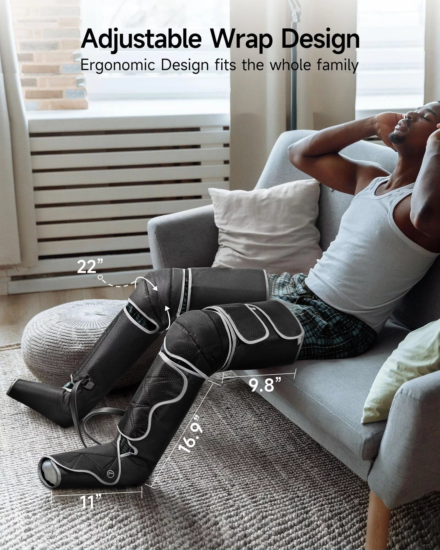 Full Leg Compression Massager with Heat – Air Compression Foot, Calf & Thigh Massager for Circulation, Muscle Recovery & Relaxation