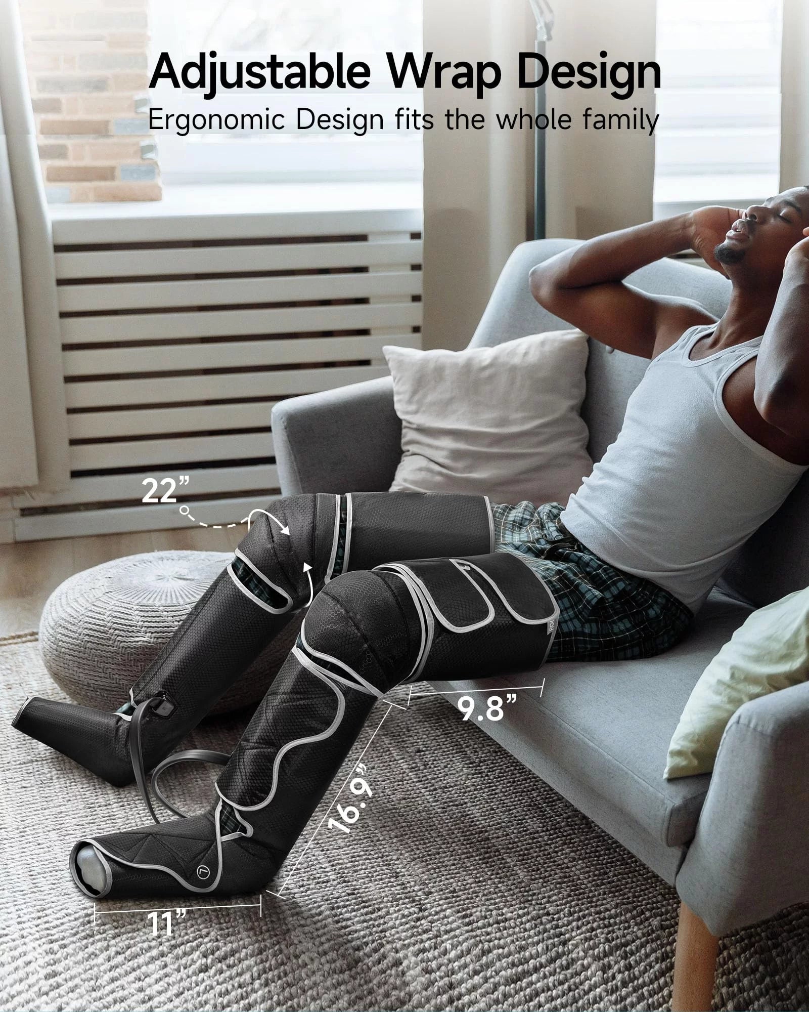Full Leg Compression Massager with Heat – Air Compression Foot, Calf & Thigh Massager for Circulation, Muscle Recovery & Relaxation