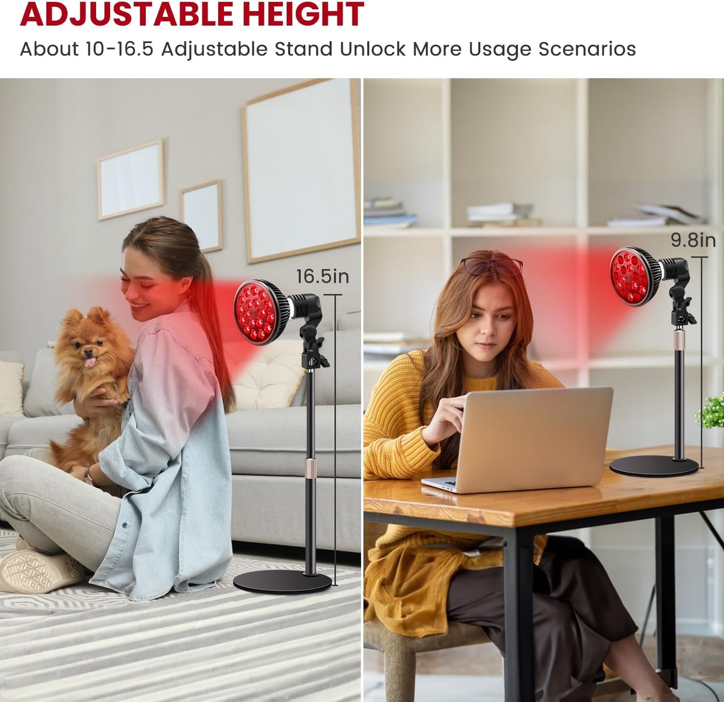 Red Light Therapy Lamp with Adjustable Stand – LED Face & Body Light (660nm + 850nm)