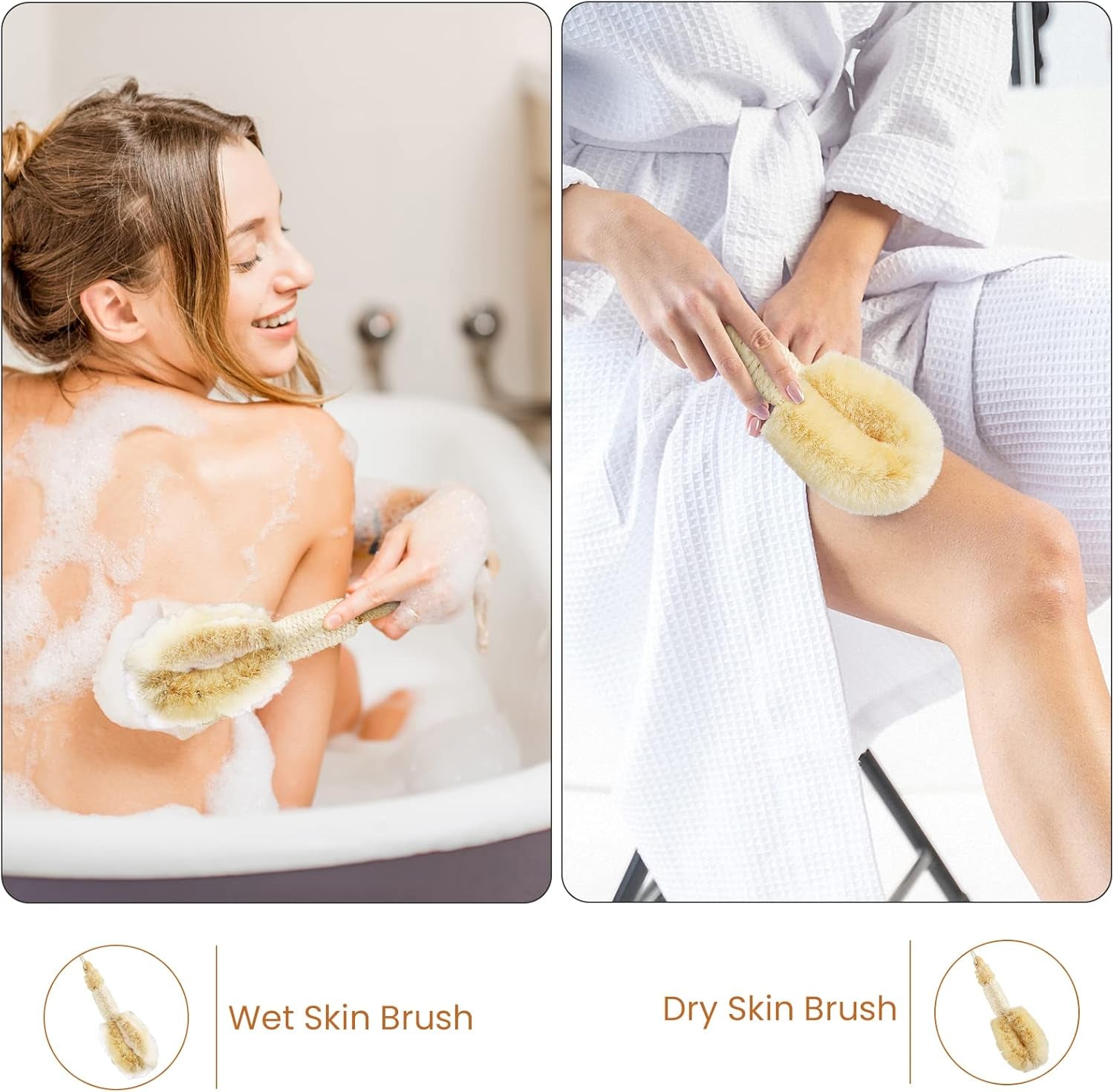 Dry Brushing Body Brush with Vegan Sisal Bristles – Wet & Dry Exfoliating Body Brush for Smooth Skin