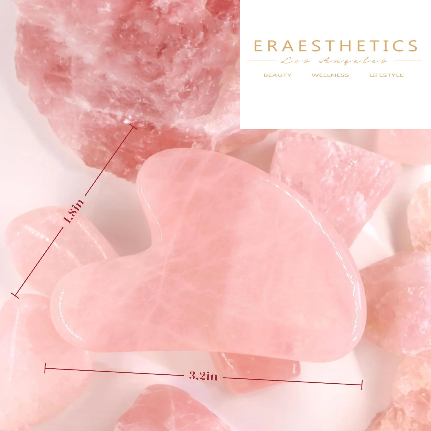 Pink Quartz Facial Roller & Gua Sha for Skin Care, Lymphatic Drainage Massage