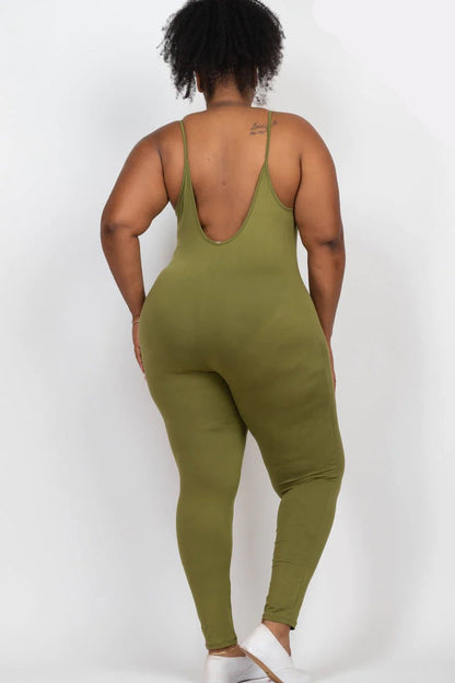 Solid Bodycon Cami Jumpsuit, Plus Size