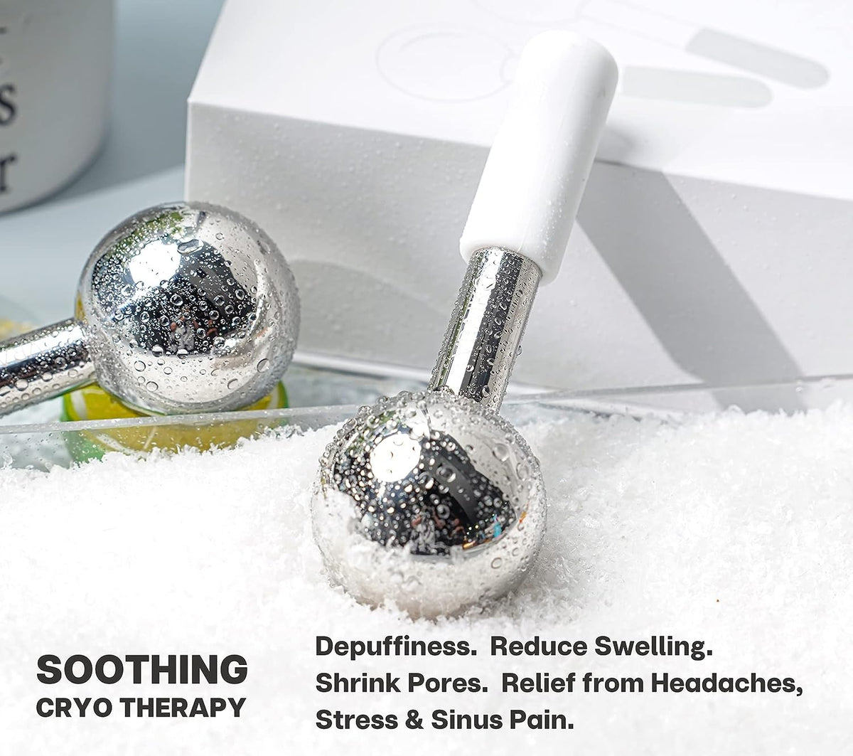 Cryo Globes & Gua Sha Set – Stainless Steel, White