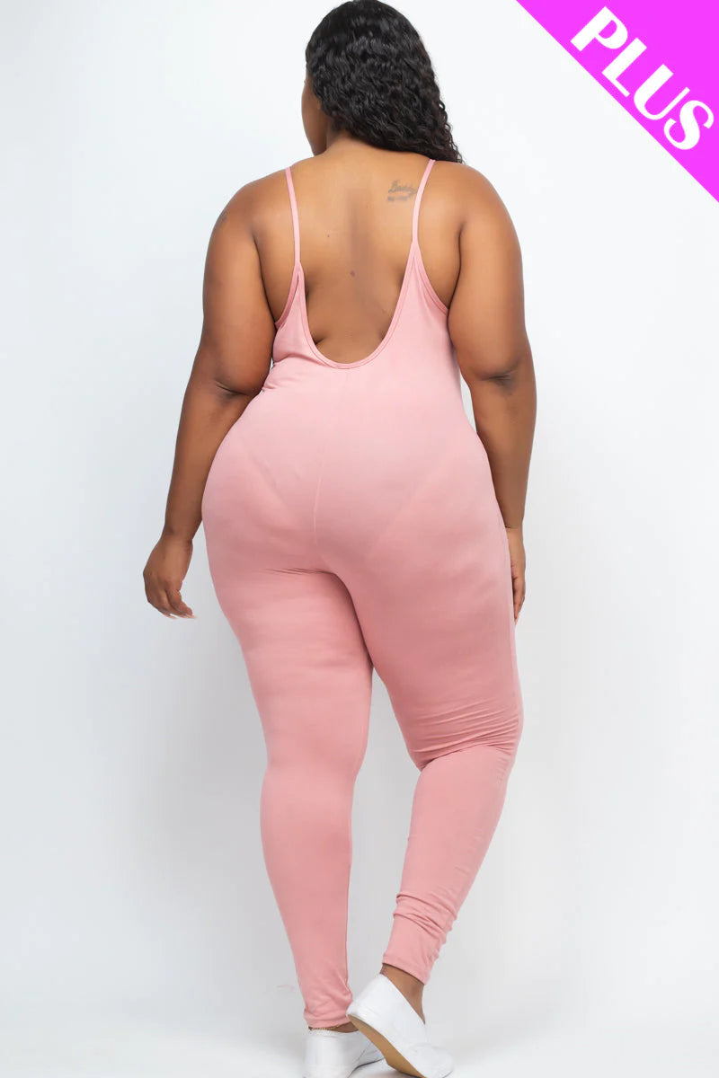 Solid Bodycon Cami Jumpsuit, Plus Size