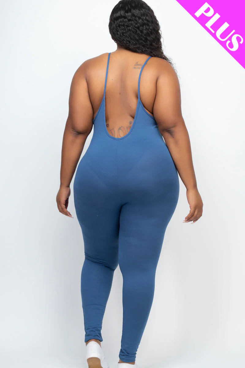 Solid Bodycon Cami Jumpsuit, Plus Size