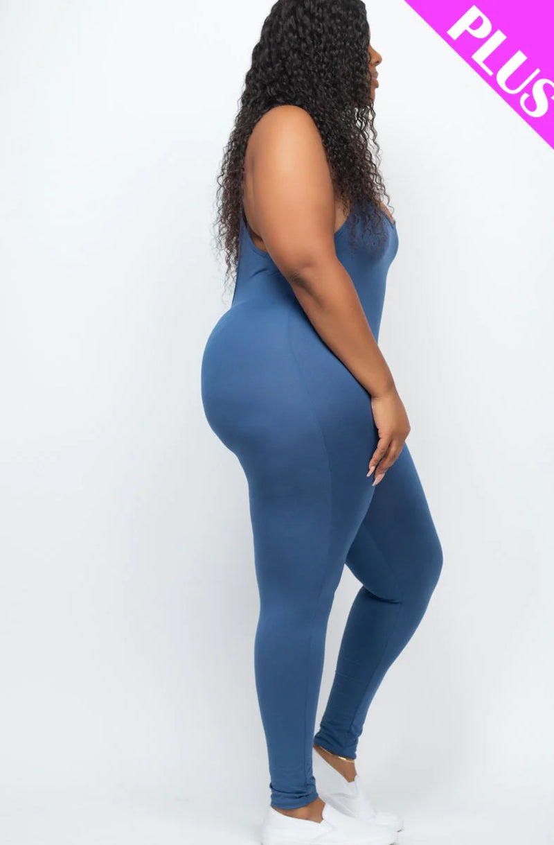 Solid Bodycon Cami Jumpsuit, Plus Size