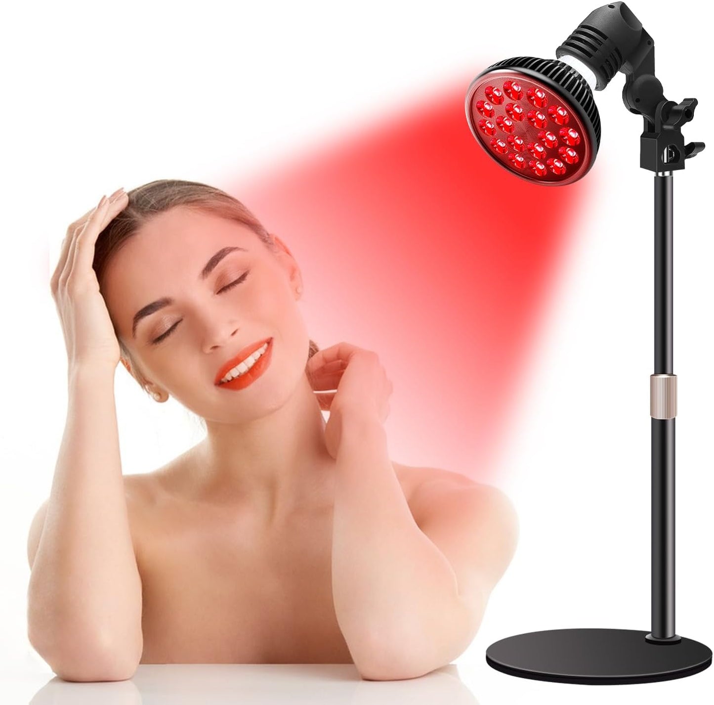 Red Light Therapy Lamp with Adjustable Stand – LED Face & Body Light (660nm + 850nm)