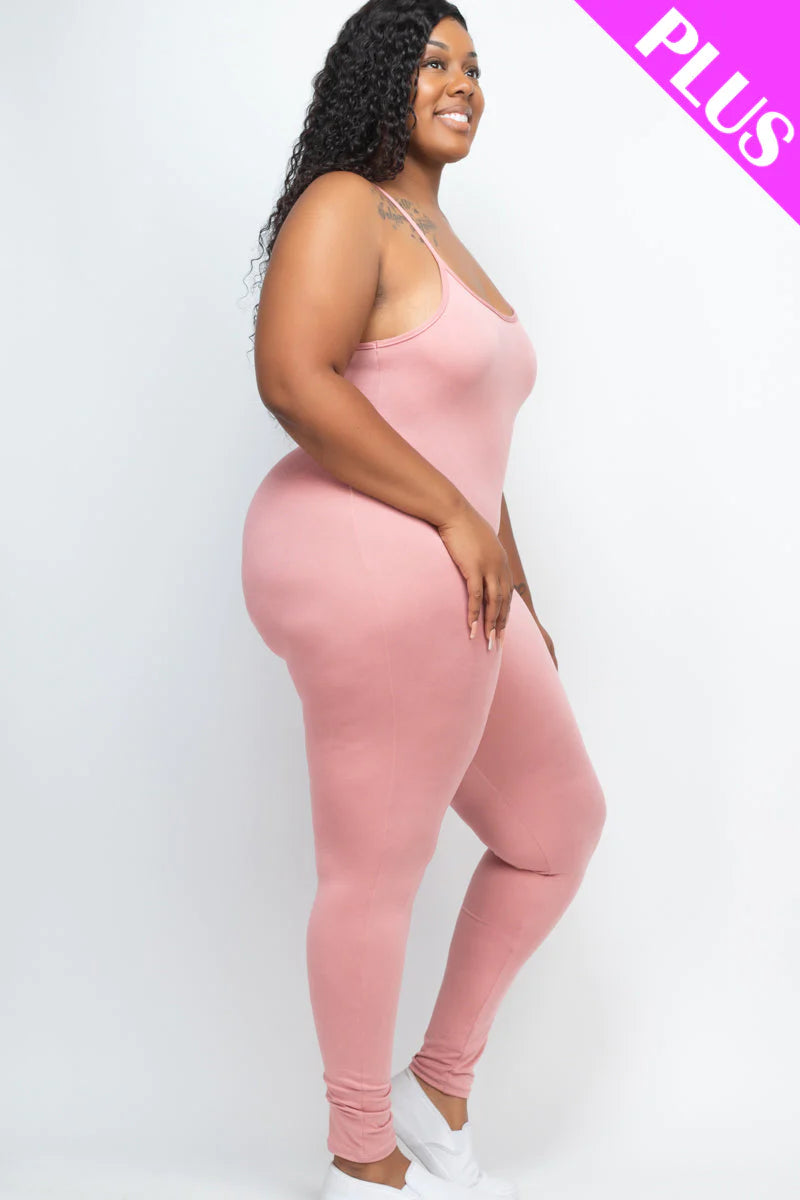 Solid Bodycon Cami Jumpsuit, Plus Size