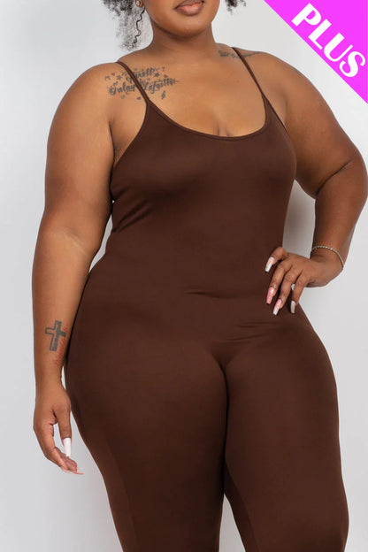 Solid Bodycon Cami Jumpsuit, Plus Size