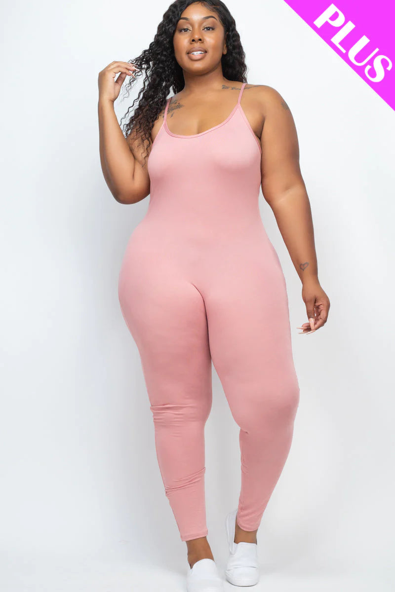 Solid Bodycon Cami Jumpsuit, Plus Size