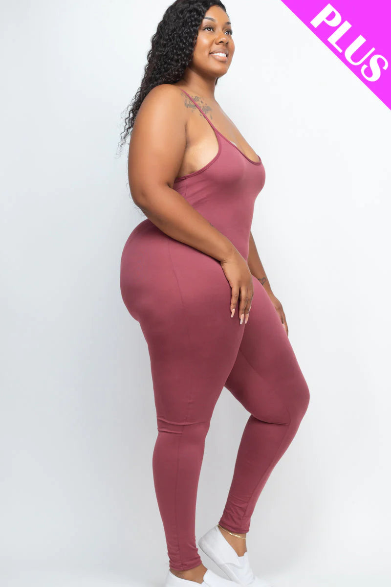 Solid Bodycon Cami Jumpsuit, Plus Size