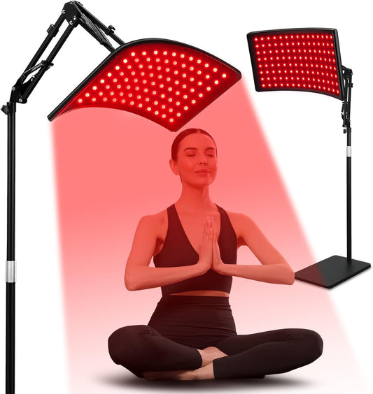Red Light Therapy Lamp for Face & Body – LED 660nm Red & 850nm Near-Infrared Light, Adjustable Stand, Portable Home Treatment