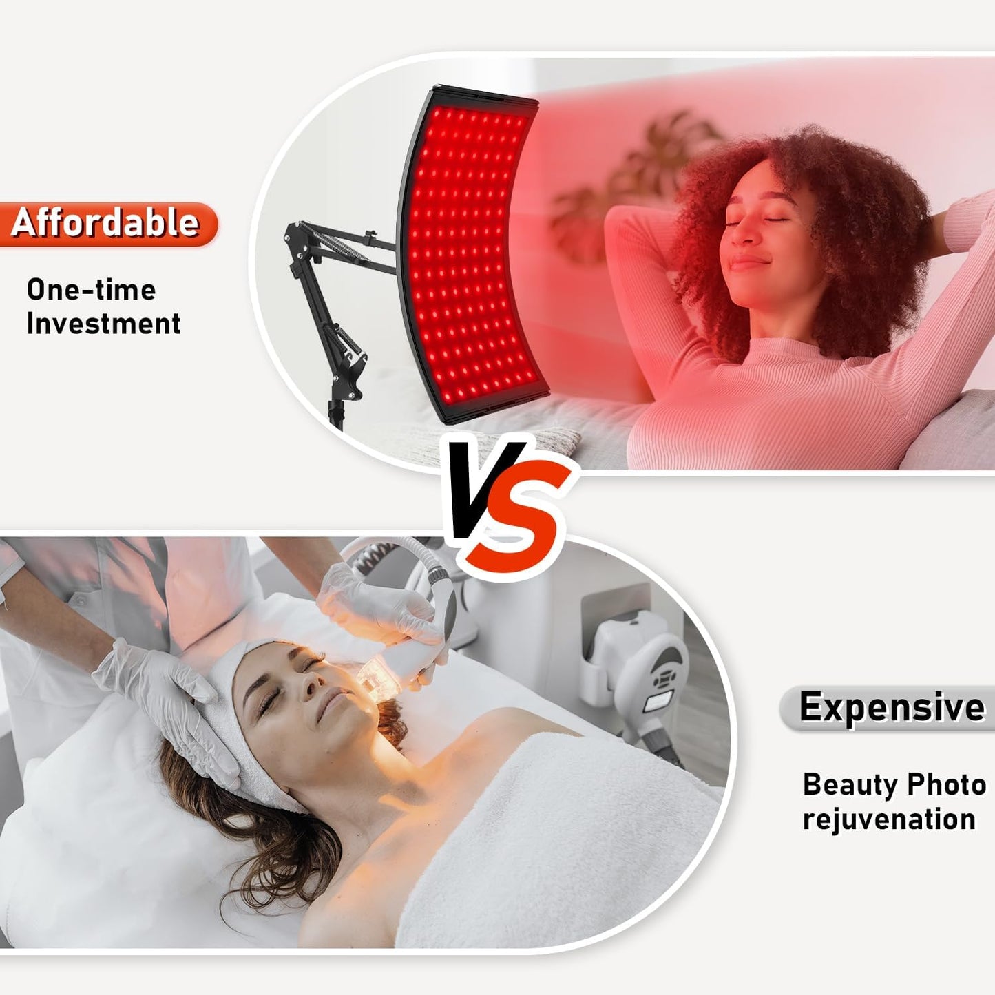 Red Light Therapy Lamp for Face & Body – LED 660nm Red & 850nm Near-Infrared Light, Adjustable Stand, Portable Home Treatment