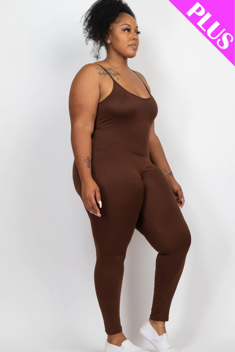 Solid Bodycon Cami Jumpsuit, Plus Size