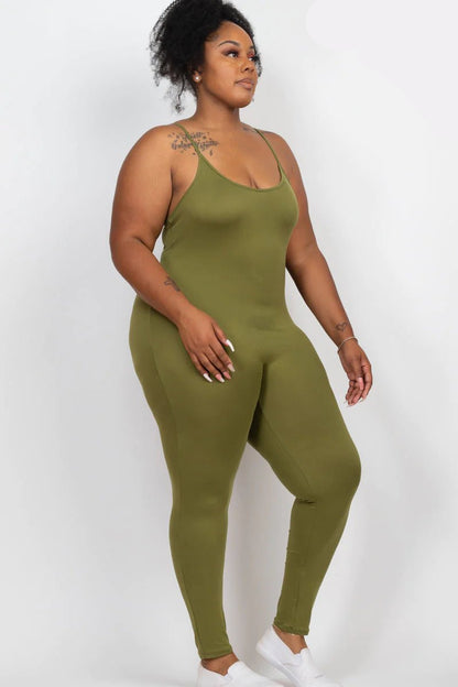 Solid Bodycon Cami Jumpsuit, Plus Size