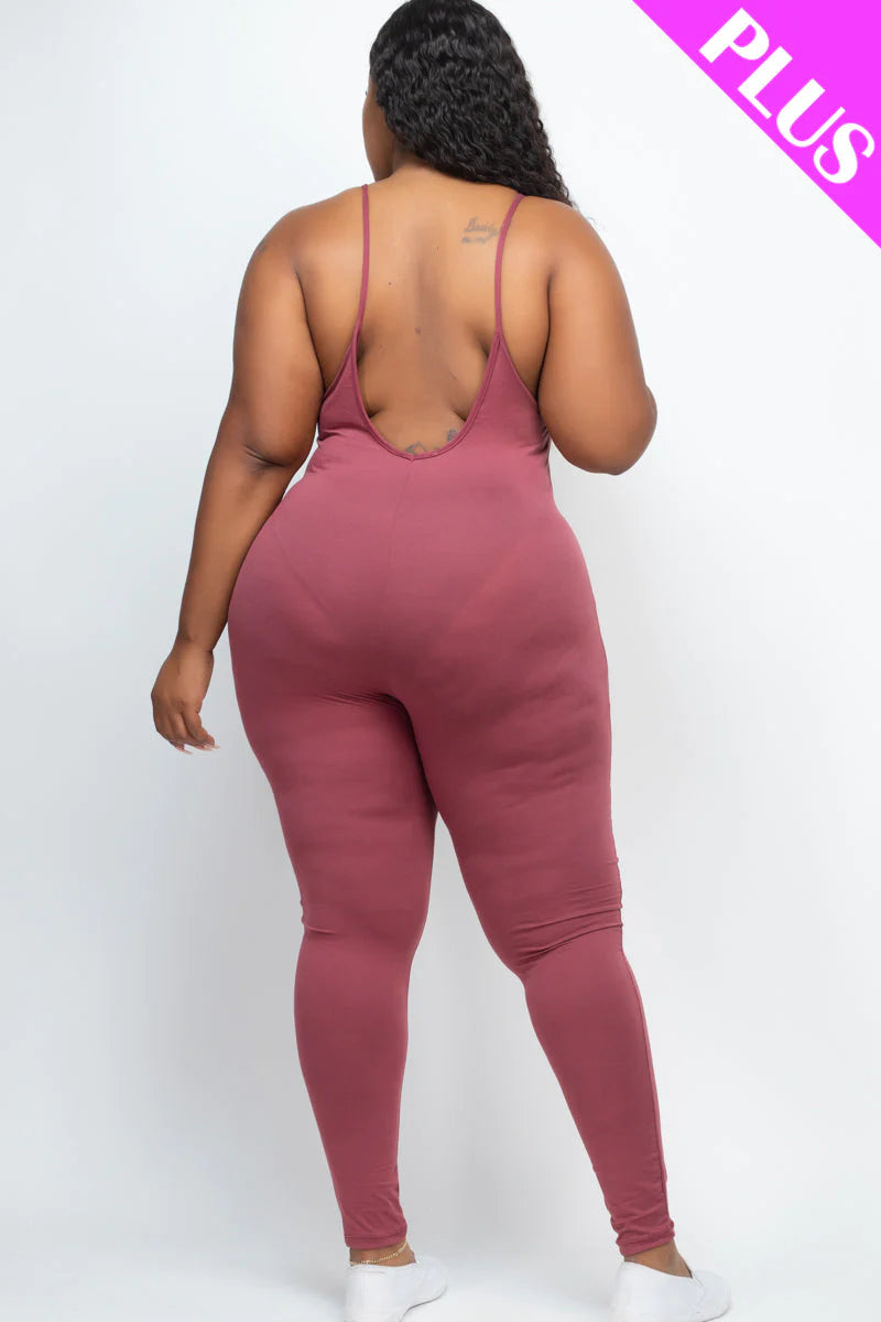 Solid Bodycon Cami Jumpsuit, Plus Size