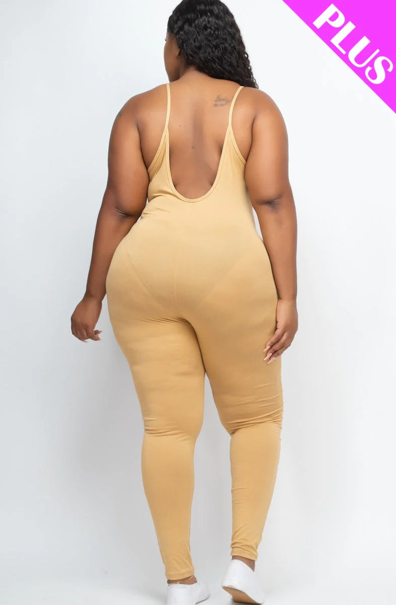 Solid Bodycon Cami Jumpsuit, Plus Size