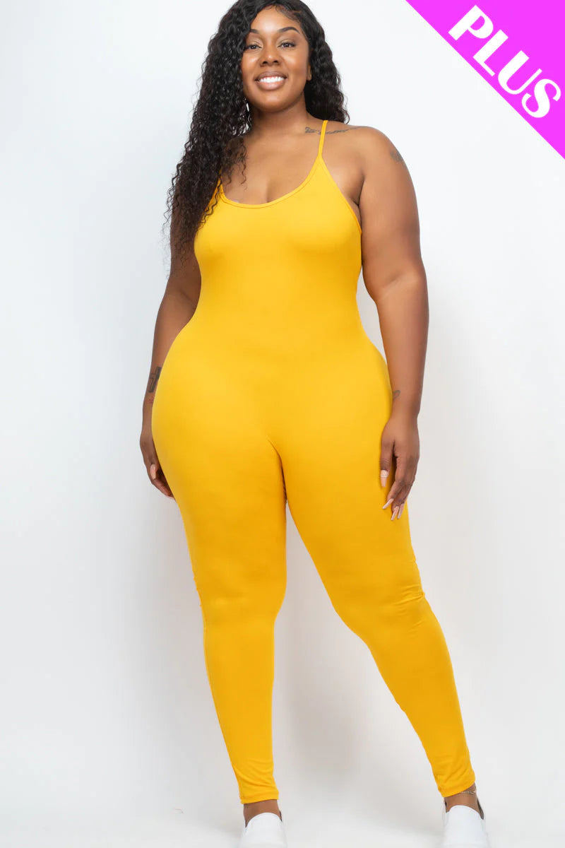 Solid Bodycon Cami Jumpsuit, Plus Size