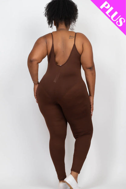 Solid Bodycon Cami Jumpsuit, Plus Size