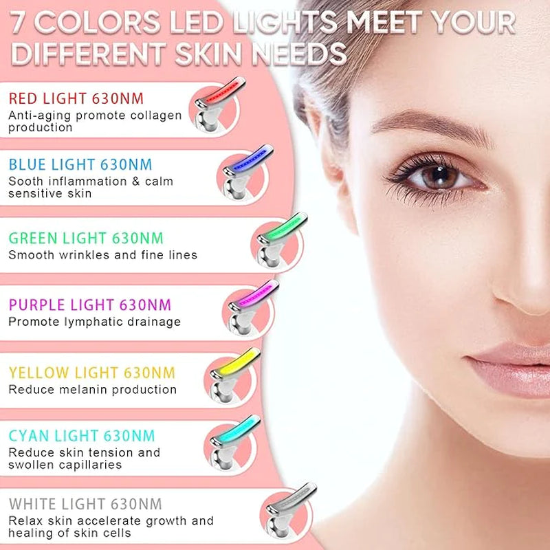 7-In-1 LED Light Therapy Facial Sculptor, Skincare and Beauty Device to Massage Stimulate Lift Tone Face & Neck 