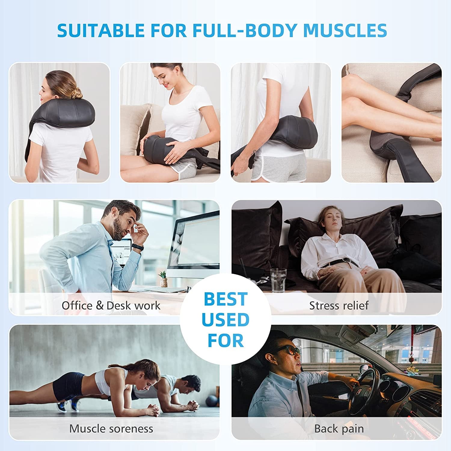 Comfier - Deep Tissue Massager with Heat, Pain Relief for Sore Neck Back Shoulders, Electric Shiatsu Kneading Massagers for Full Body Muscle Relief