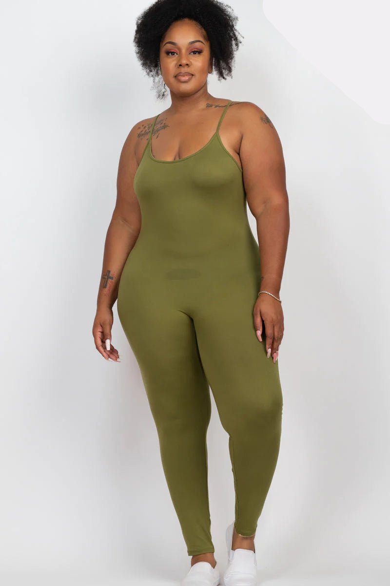 Solid Bodycon Cami Jumpsuit, Plus Size