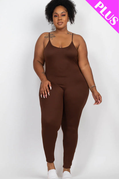 Solid Bodycon Cami Jumpsuit, Plus Size