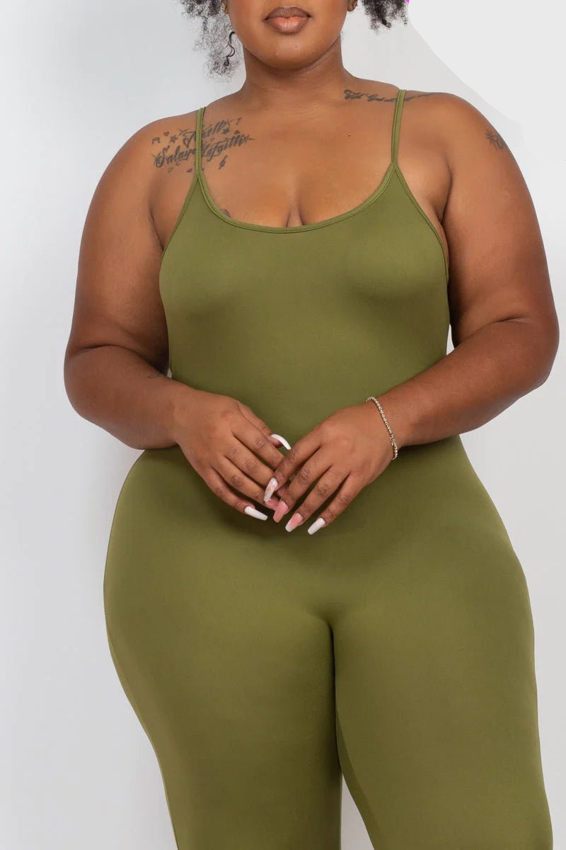 Solid Bodycon Cami Jumpsuit, Plus Size