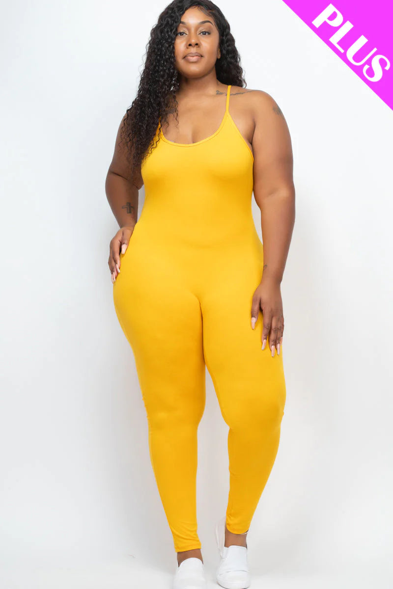 Solid Bodycon Cami Jumpsuit, Plus Size