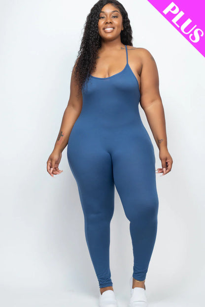 Solid Bodycon Cami Jumpsuit, Plus Size