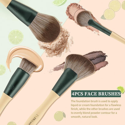 14-Piece Makeup Brush Set with Sponges & Cosmetic Bag, Cruelty-Free, Vegan