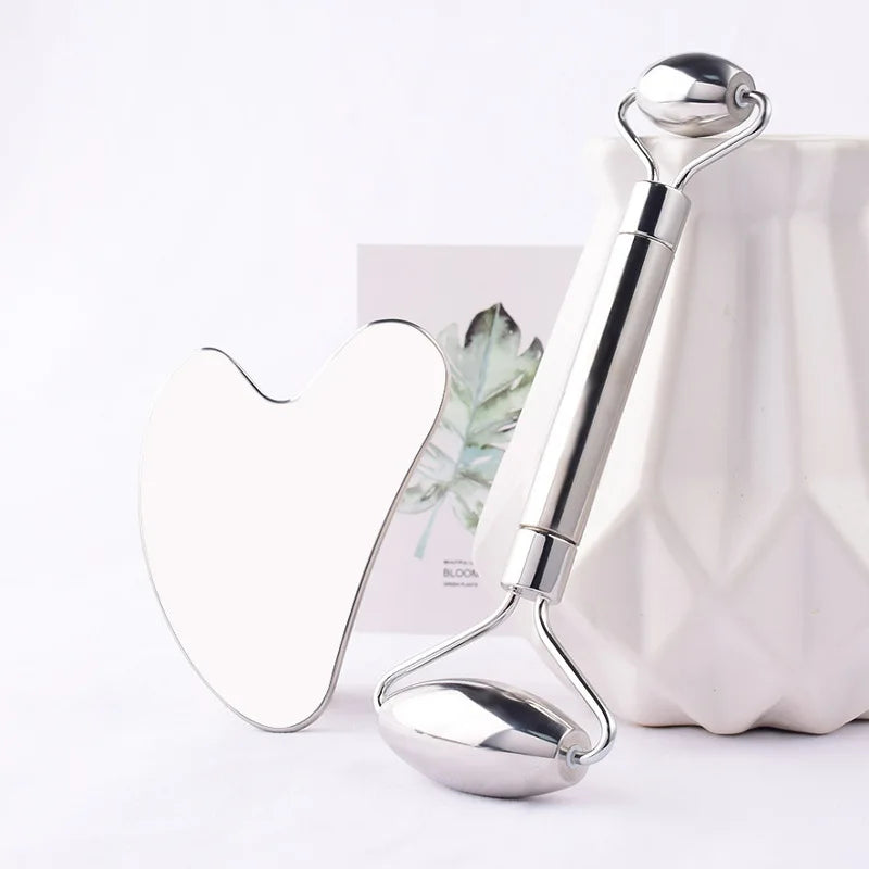 Stainless Steel Gua Sha & Roller Set 