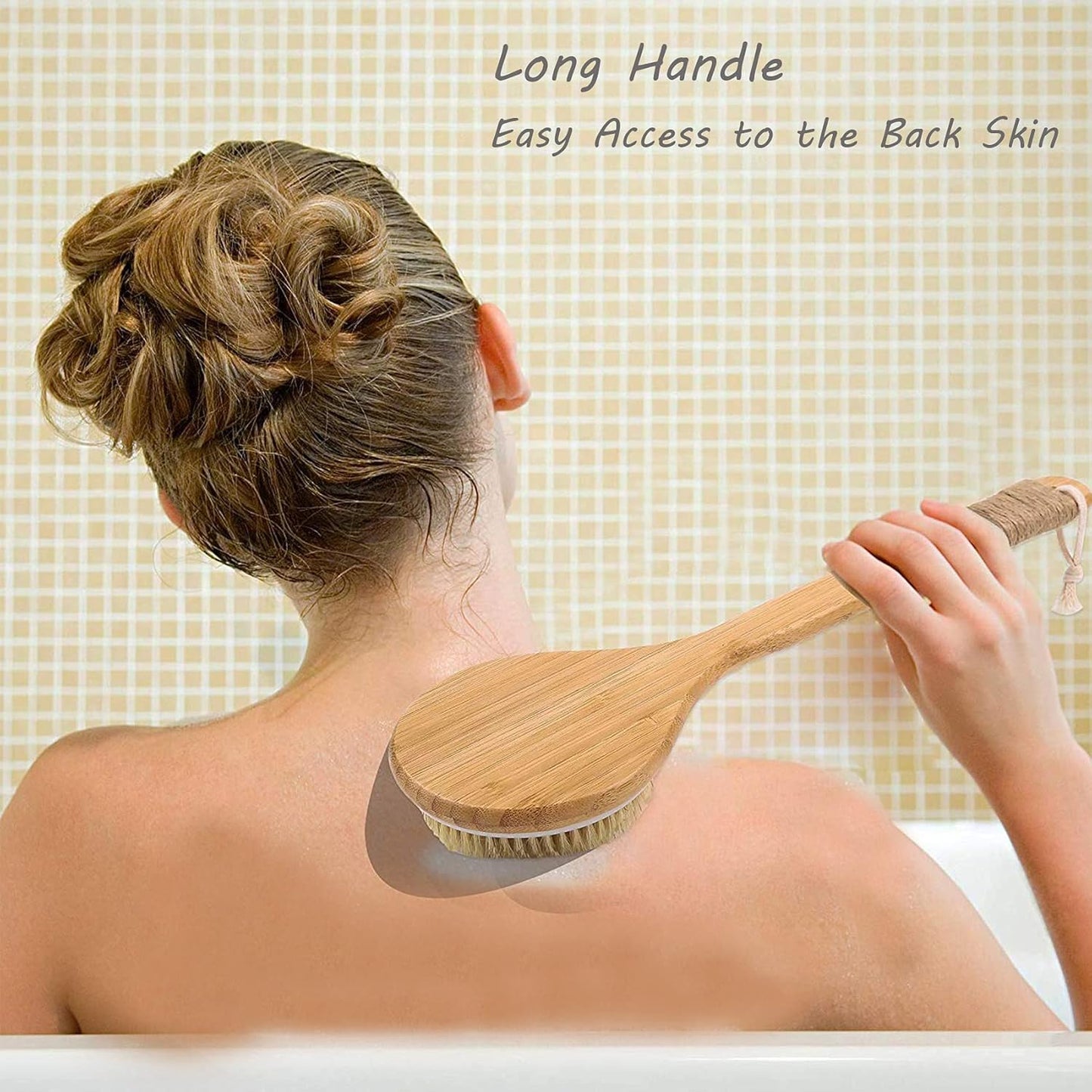 Dry Brushing Body Brush Set (2-Piece) – Wooden Long-Handle & Handheld Exfoliating Brushes for Lymphatic Massage, Smooth, Glowing Skin