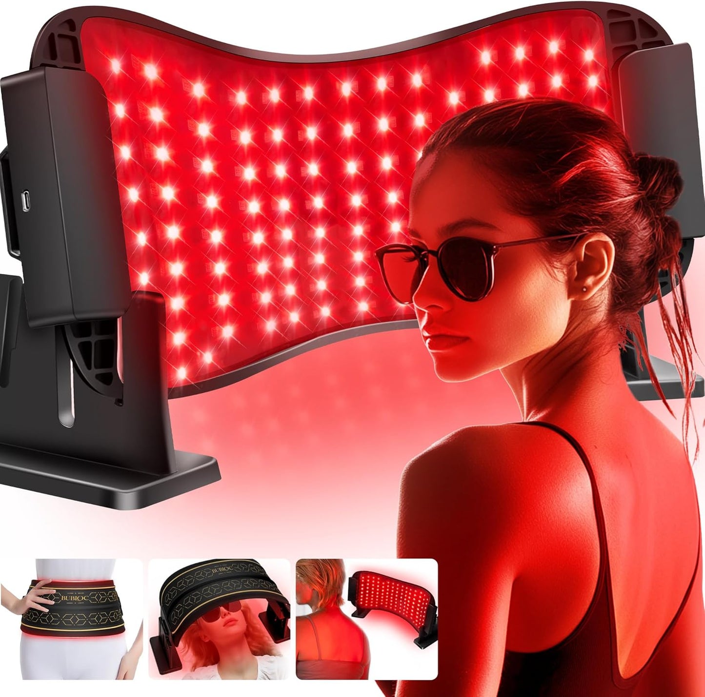 Cordless Red Light Therapy Belt for Body & Face – Near-Infrared 850nm LED Wrap, Adjustable Timer 10–30 Min