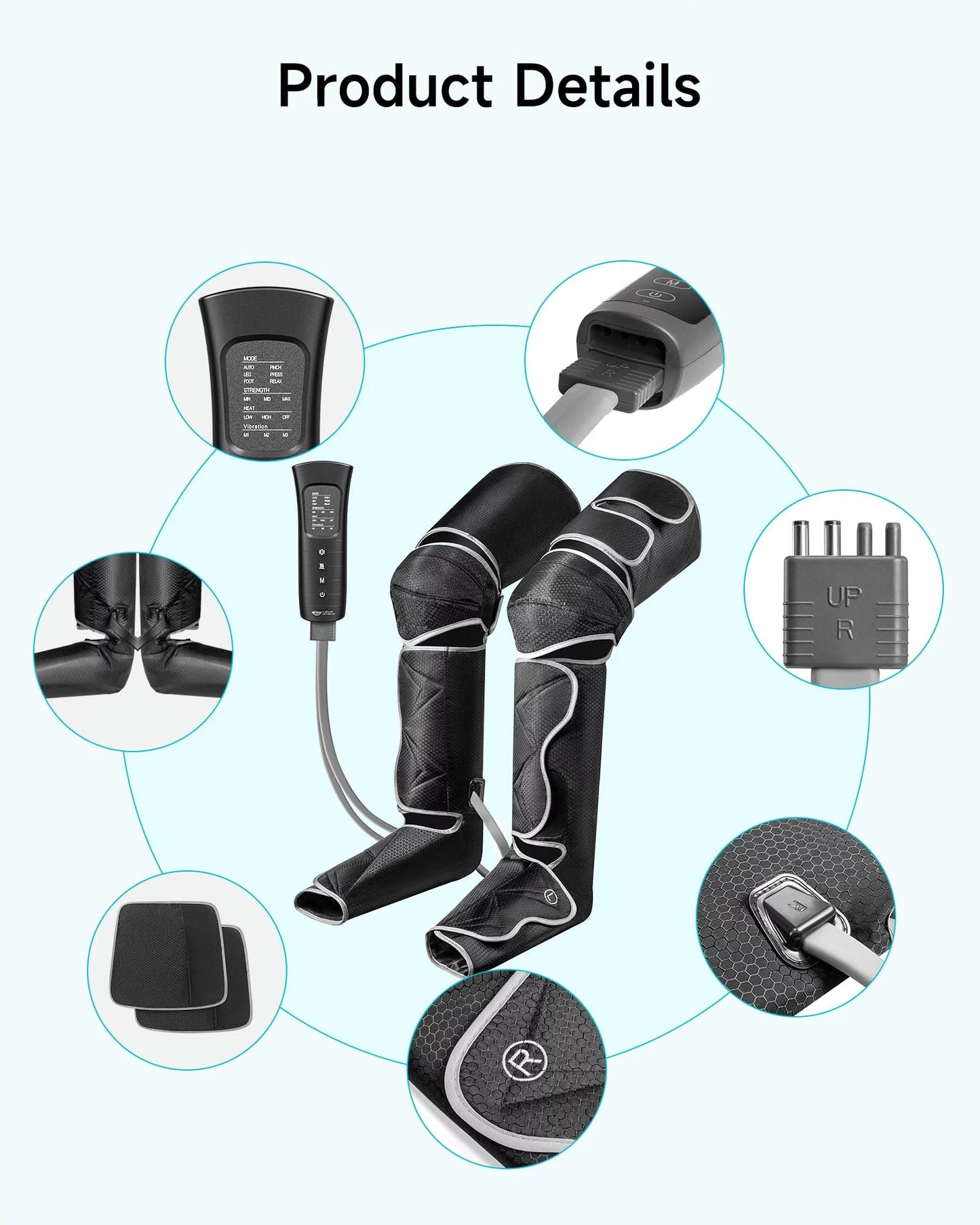Full Leg Compression Massager with Heat – Air Compression Foot, Calf & Thigh Massager for Circulation, Muscle Recovery & Relaxation