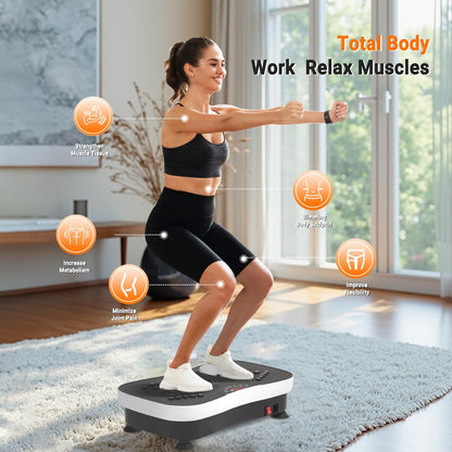 Vibration Plate with Remote Control and Resistance Bands - Whole Body Exercise Vibration Machine for Weight Loss, Lymphatic Drainage, Pain Relief