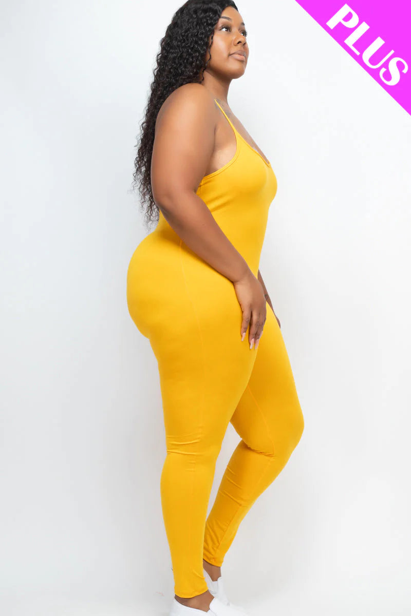 Solid Bodycon Cami Jumpsuit, Plus Size