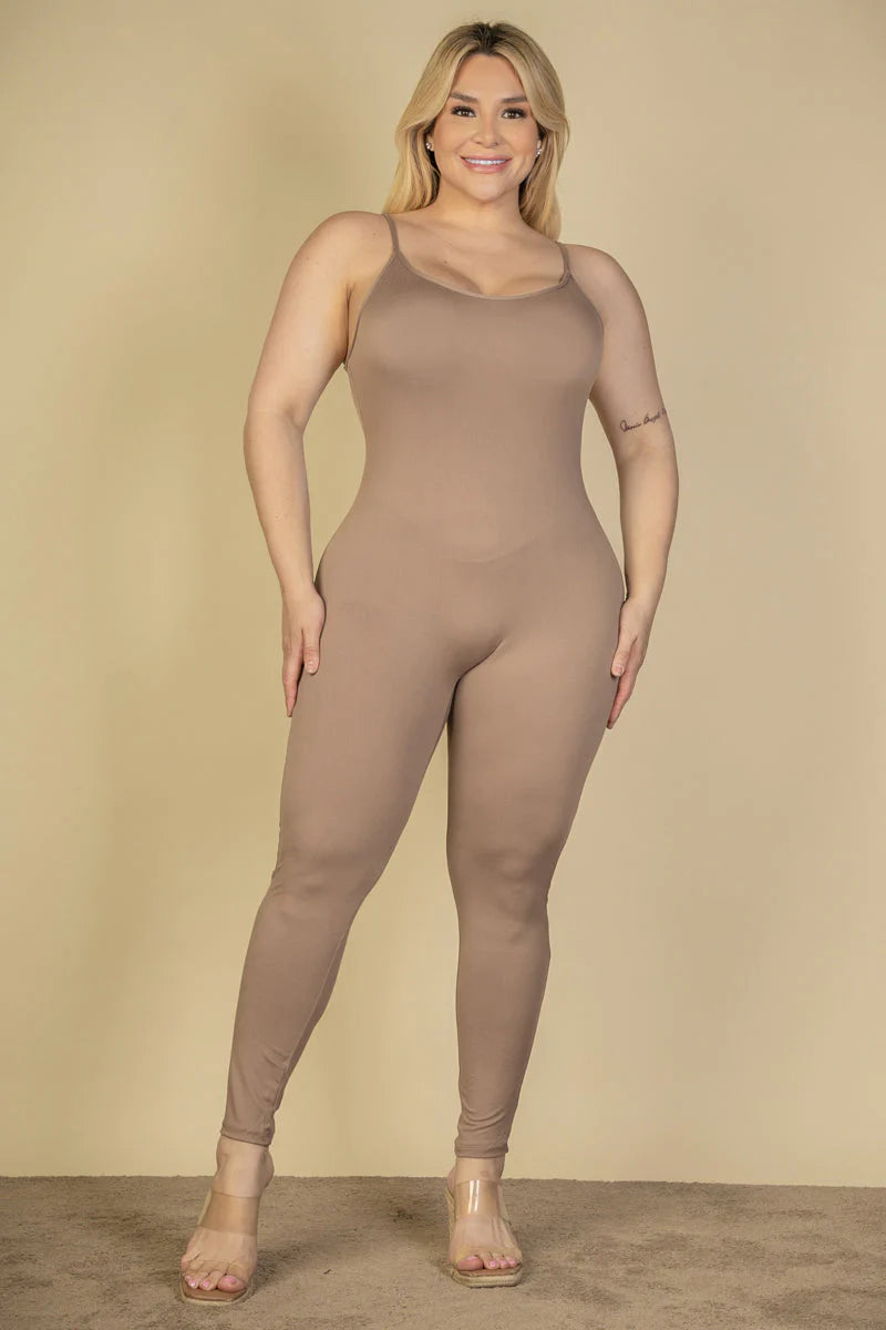 Solid Bodycon Cami Jumpsuit, Plus Size