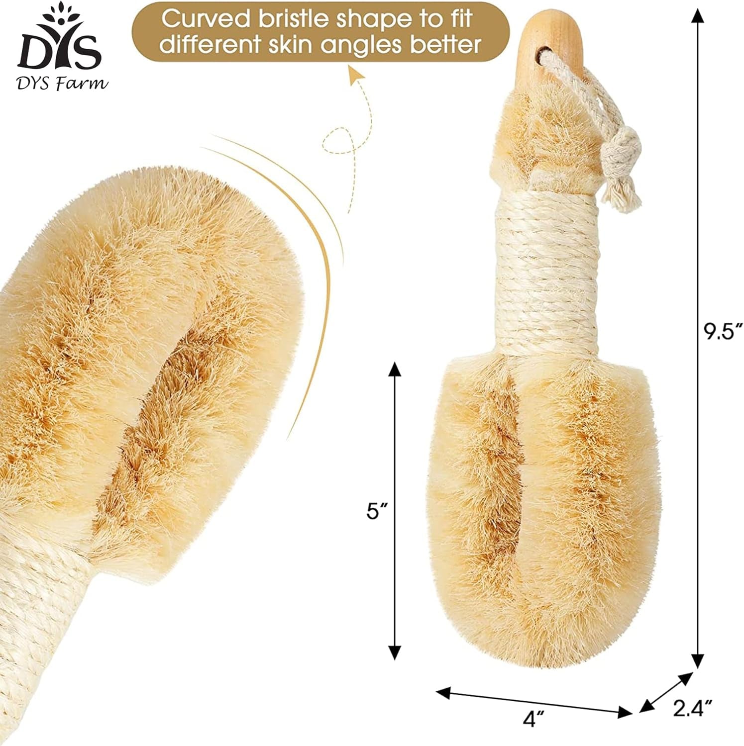Dry Brushing Body Brush with Vegan Sisal Bristles – Wet & Dry Exfoliating Body Brush for Smooth Skin