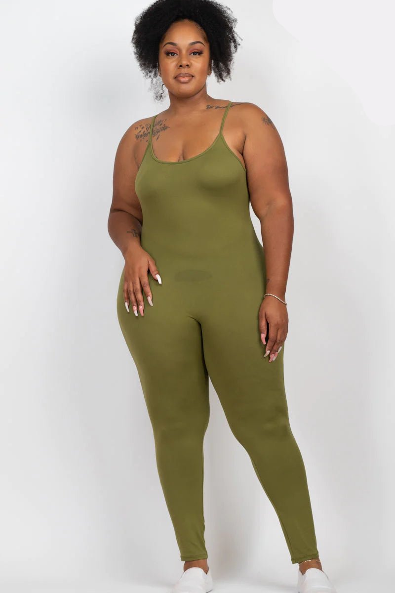 Solid Bodycon Cami Jumpsuit, Plus Size