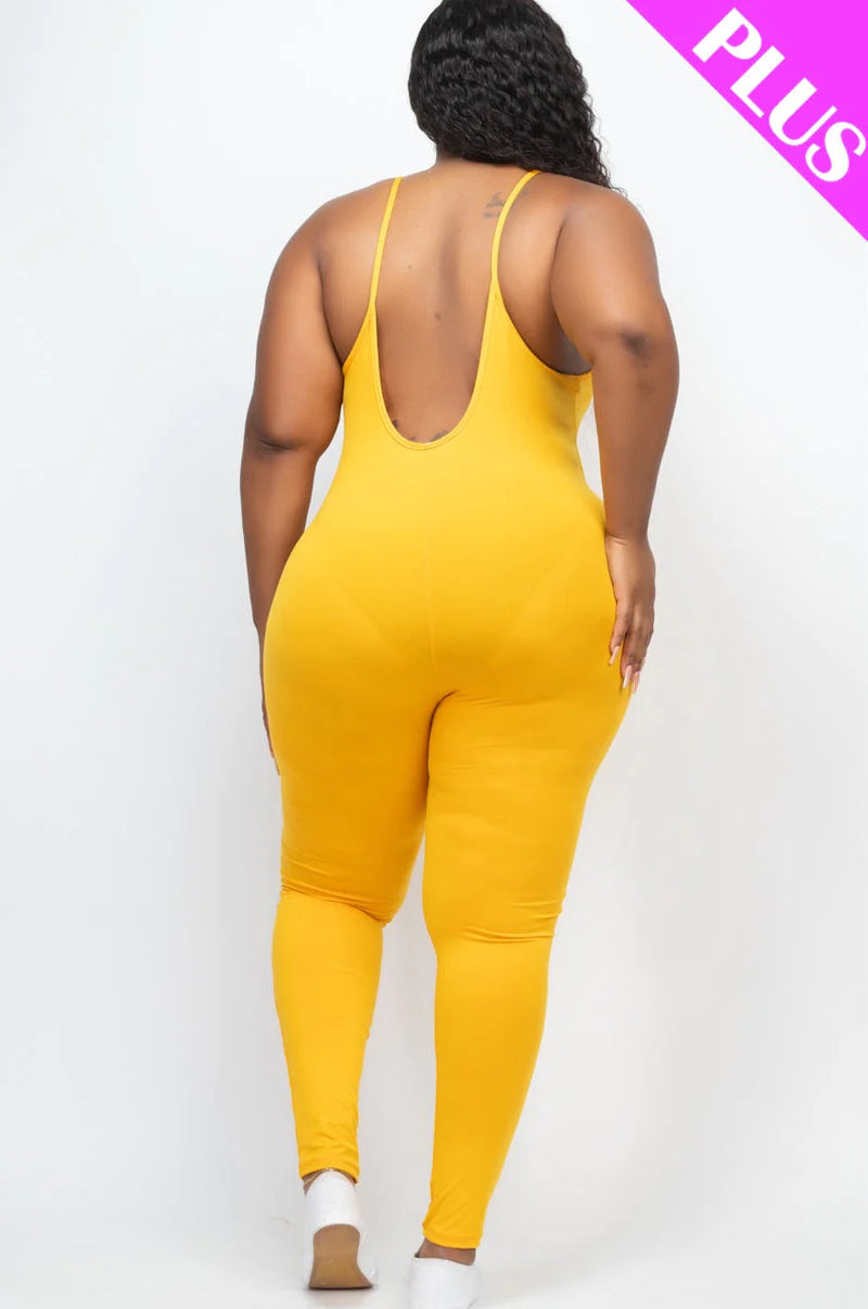 Solid Bodycon Cami Jumpsuit, Plus Size