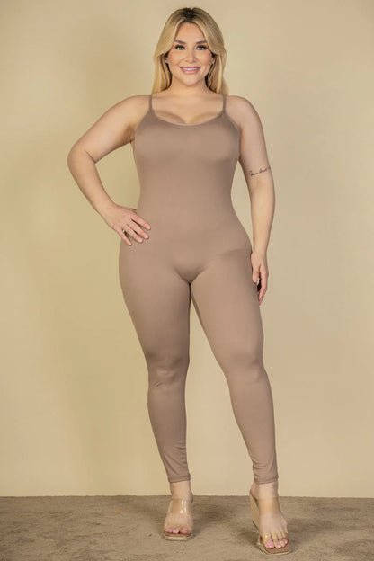 Solid Bodycon Cami Jumpsuit, Plus Size